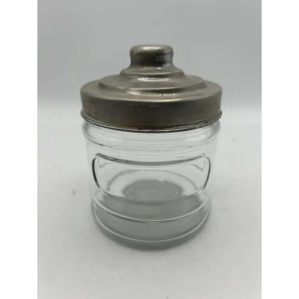 Small Herb Spice Stash Craft Glass Jar w/Plastic Seal & Pop Up Aluminum Lid